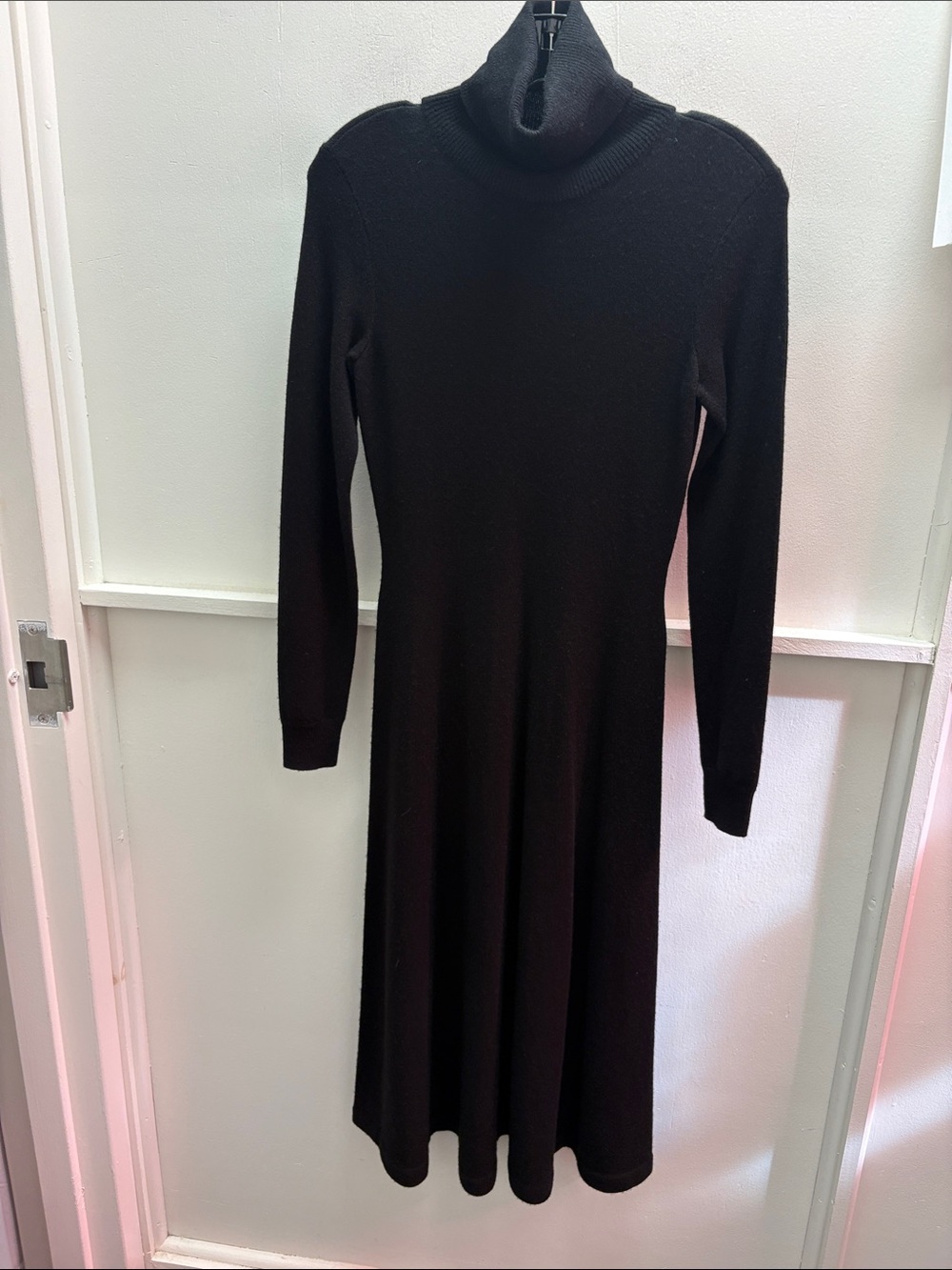 Ralph Lauren Cashmere Black Long-Sleeve Turtleneck Knit Midi Dress